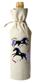 Horse Equestrian Linen Wine Bag