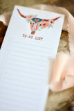 Cowgirl Western Cow Skull Steer Skull To Do Notepad