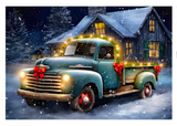 Blue Farm Truck Holiday Christmas Card