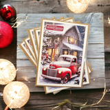 Old Red Farm Truck Holiday Christmas Card, Greeting Card