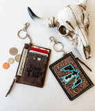 Thunderbird Western Cowhide Leather Keychain Wallet