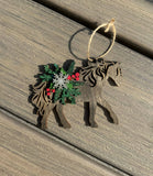 Rustic Mistletoe Equine Wooden Christmas Ornament