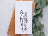 Floral Horse Head / Line Drawing / Dish/ Hand Towel