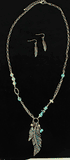 Blazin Roxx Necklace Set Patina Feathers Turquoise