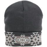 Hooey Grey with White Aztec Detailing Beanie