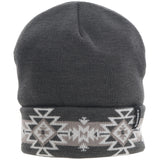 Hooey Grey with White Aztec Detailing Beanie