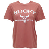 Hooey "The Bull" Ladies Light Mahogany Crew Neck Short Sleeve T-Shirt with White Logo on Chest