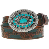 Hooey "Sioux" Classic Ladies Belt with Turquoise Rodeo Buckle