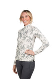 Kastel Denmark Long Sleeve Quarter Zip Top - Black & White Floral