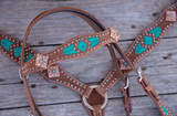 Circle Y Turquoise and Rawhide Breast Collar