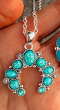 Western Turquoise Opal Squash Blossom Necklace