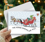 Horse Christmas Card: The horse knows the way...