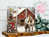 Winter Barn Scene Horse/Equine Christmas Holiday Tumbler