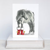 Fable & Sage Horse Christmas Card - Horse in Boots - Boxed set of 10