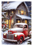 Old Red Farm Truck Holiday Christmas Card, Greeting Card