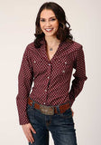 Roper Ladies Red Currant Long Sleeve Western Shirt