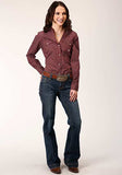 Roper Ladies Red Currant Long Sleeve Western Shirt