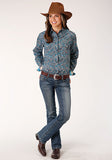 Roper Women's Blue Canyon Paisley Long Sleeve Western Shirt