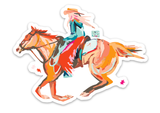 Blonde Cowgirl Western Rodeo Matte Horse Sticker
