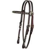 Circle Y Remuda Dark Oil Turquoise Antique Dotted Headstall